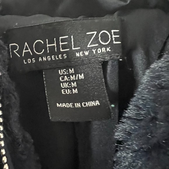 Rachel Zoe Navy Faux Fur Jacket with Hood Size Medium Women's - Picture 6 of 8